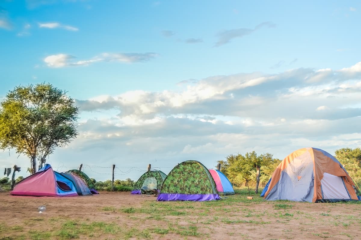 Tents in a bush camp in Botswana
